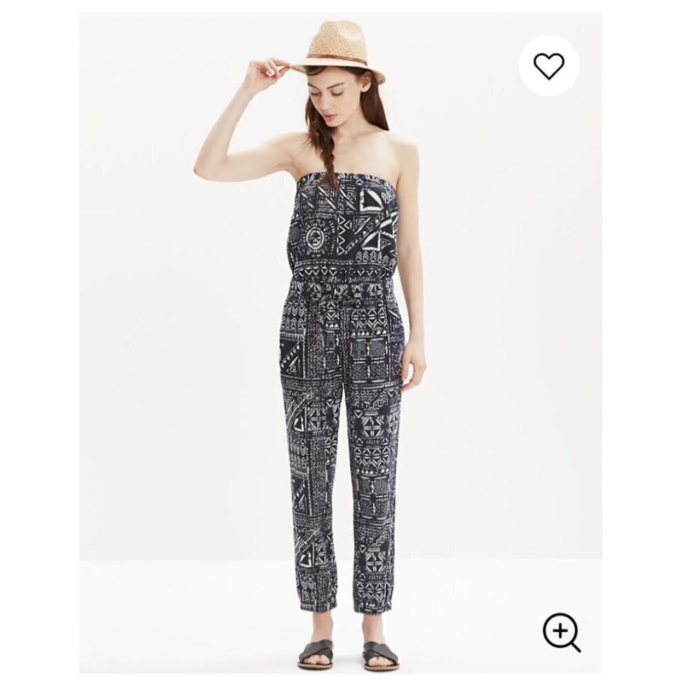 Madewell Blue Kingston Patterened Cover-Up Jumpsuit in Inkspell - Picture 1 of 9